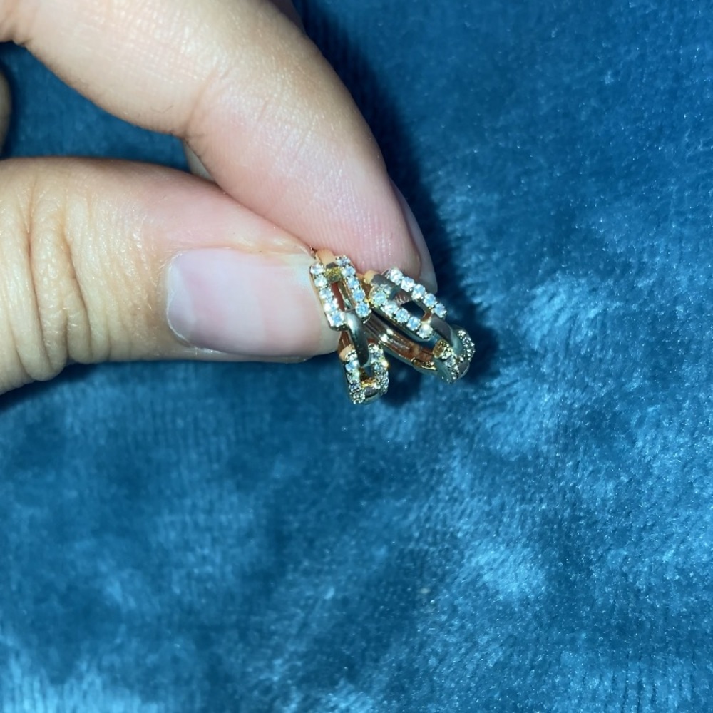 18k gold plated zircon chain earring huggie